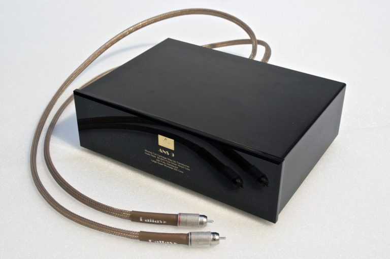 Schwarze Audio Note MC-Step Up Transformer mit Anschlusskabel und Chinch-Stecher