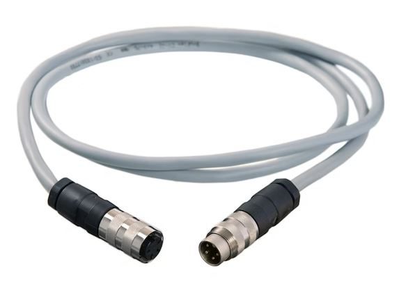 Graues Kabel mit Anschlusssteckern an beiden Enden.