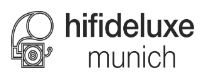 Logo von HiFi Deluxe München mit stilisiertem Lautsprecher und Kamera.