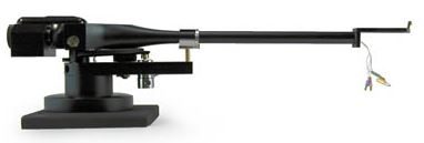 Einen schwarzen Tonarm Arm AN-1S in seitliche Villansicht, ohne Tonabnehmer mit Audio Note (UK) AN-Vx Silber NF-Kabel.