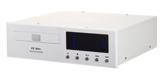 Weißer CD-Player mit eingebautem Display und mehreren Tasten zur Steuerung.