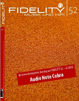 Cover der Zeitschrift "Fidelity" Nr. 52 mit dem Titel "Audio Note Cobra" und orangefarbenem Hintergrund.