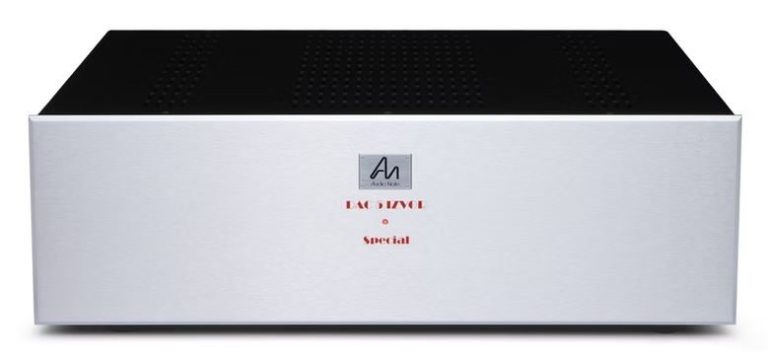 Frontansicht der Audio Note (UK) DAC 5 Balanced im schwarzen Gehäuse, silbernen Front mit silbernes Logo und LED-Leuchte.
