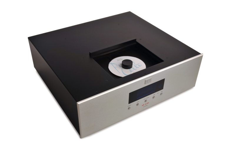 Schwarzes und silbernes Top-Loader CD-Spieler mit Display und einem eingelegten CD.