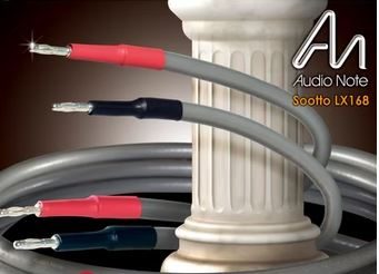 Lautsprecherkabel mit farbigen Anschlüssen, die an einer Säule vorbeigeführt werden.